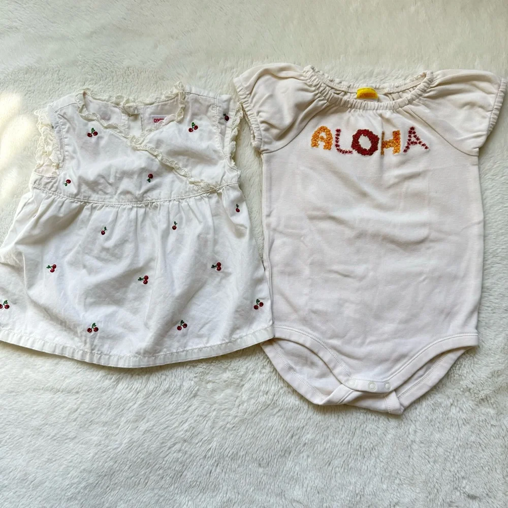 Gymboree Baby Summer Cherry‎ Top & Aloha Onesie Bundle Size 6-12months EUC